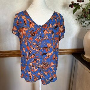 Philosophy Blue and Orange Floral Blouse size Large